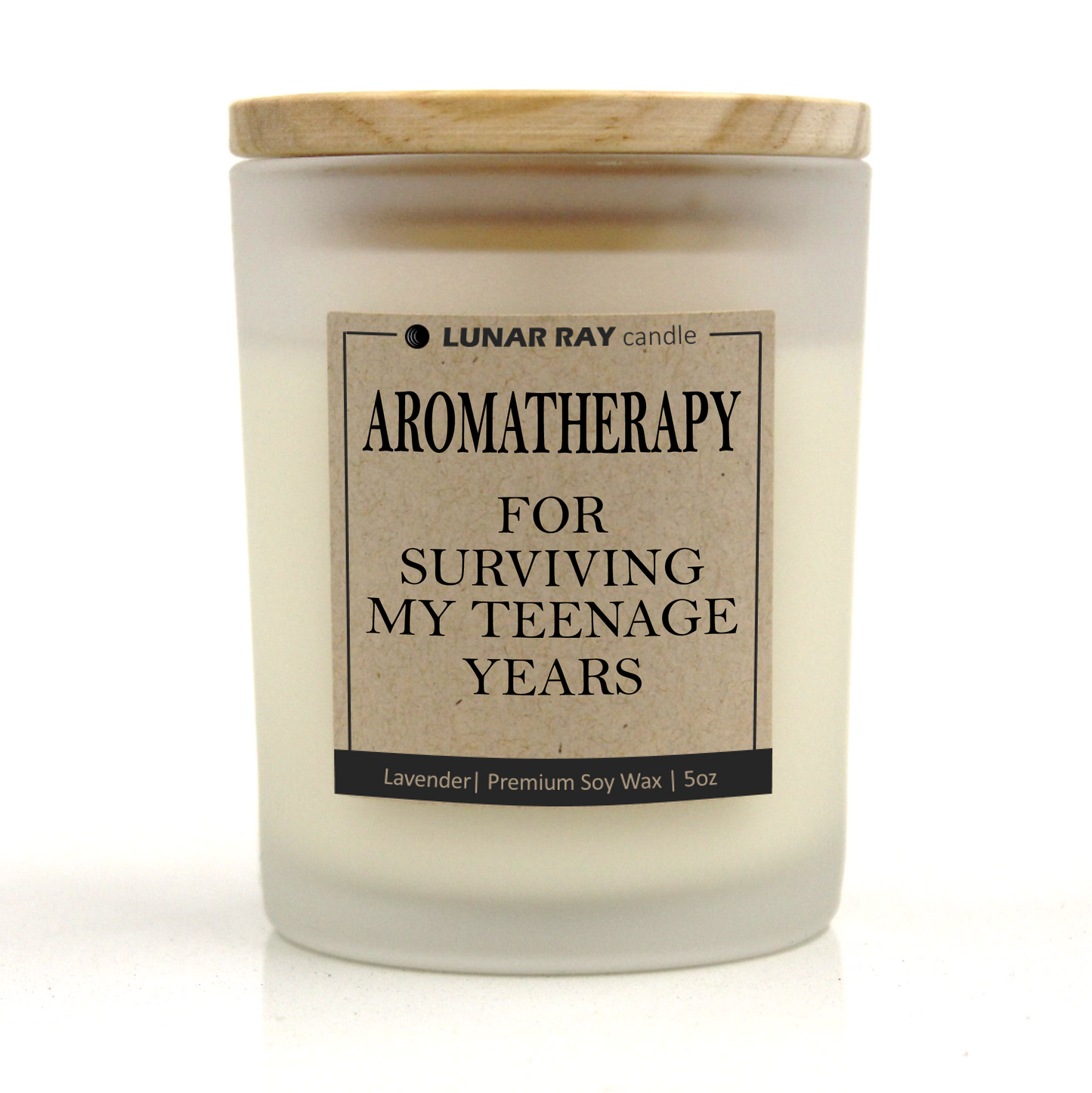 AROMATHERAPY FOR SURVIVING MY TEENAGE YEARS - Kraft Label, Lavender Scent, Frosted Jar, Candle