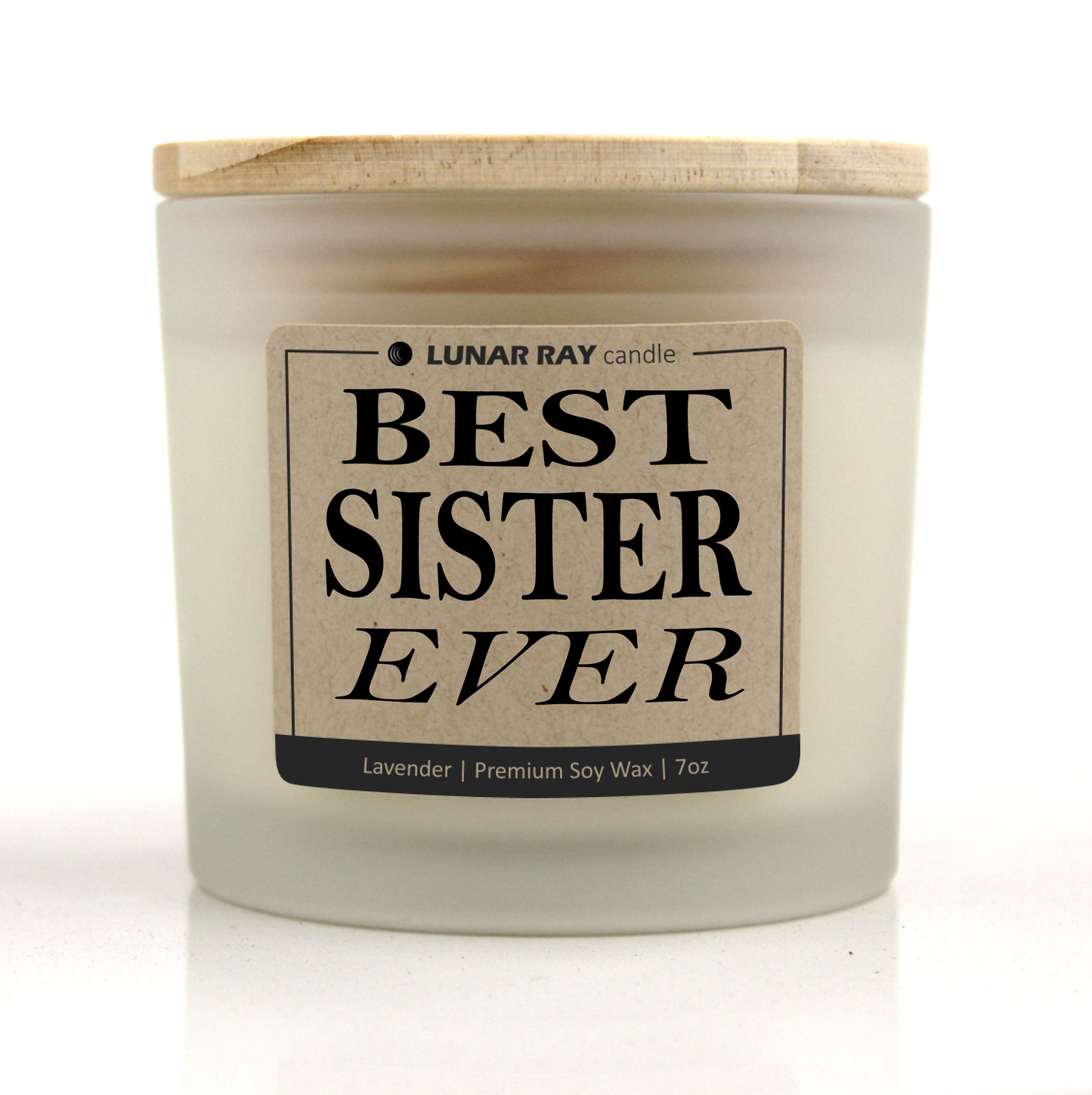 BEST SISTER EVER - Kraft Label, Lavender Scent, Frosted Jar, Candle