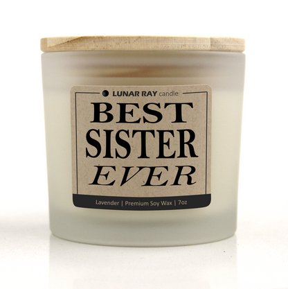 BEST SISTER EVER - Kraft Label, Lavender Scent, Frosted Jar, Candle
