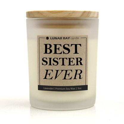 BEST SISTER EVER - Kraft Label, Lavender Scent, Frosted Jar, Candle
