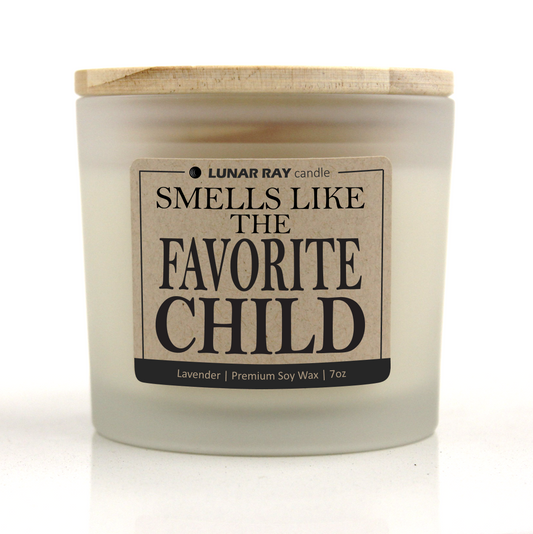 SMELLS LIKE THE FAVORITE CHILD - Kraft Label, Lavender Scent, Frosted Jar, Candle
