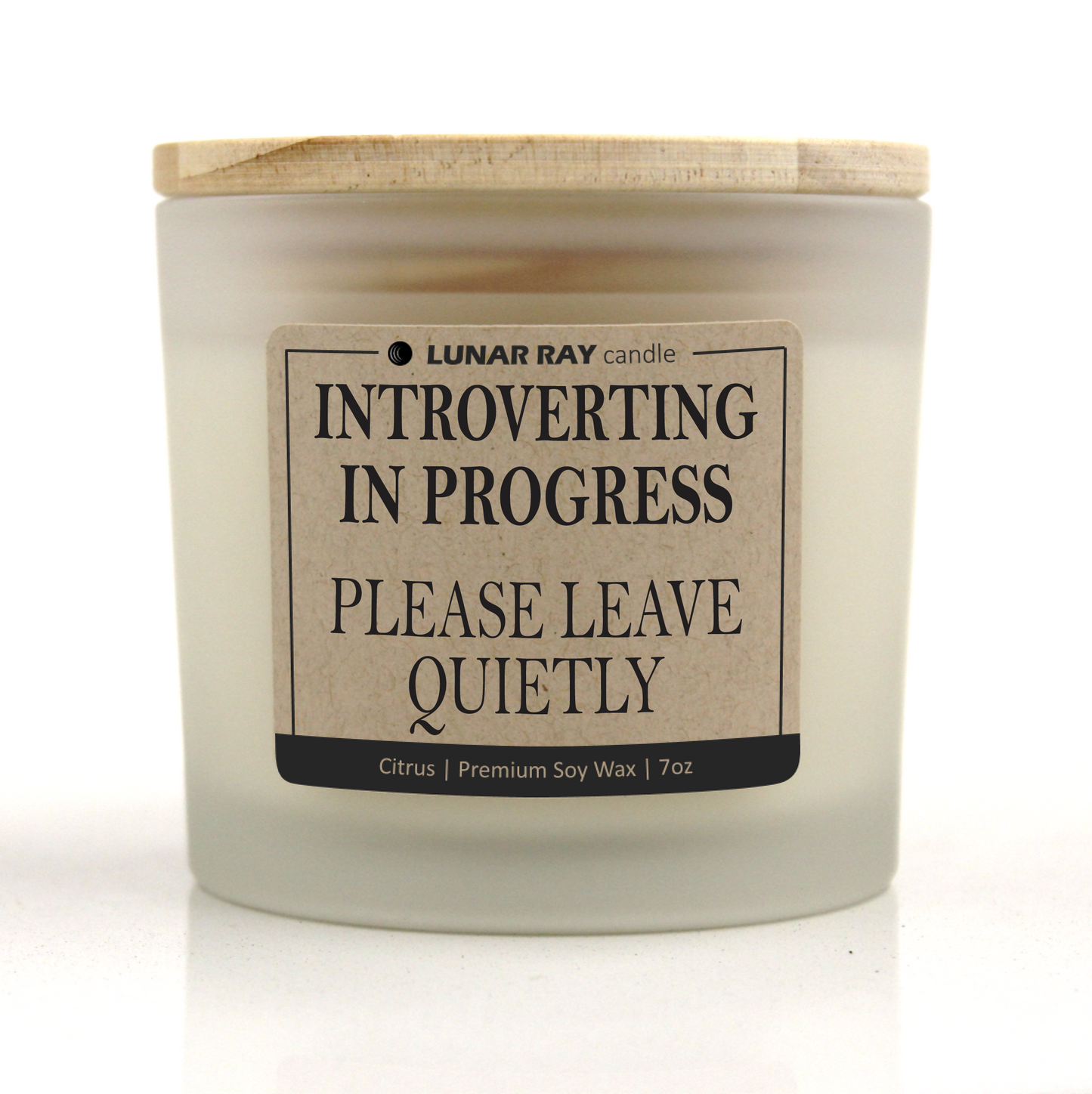 INTROVERTING IN PROGRESS — PLEASE LEAVE QUIETLY - Kraft Label, Citrus Scent, Frosted Jar, Candle