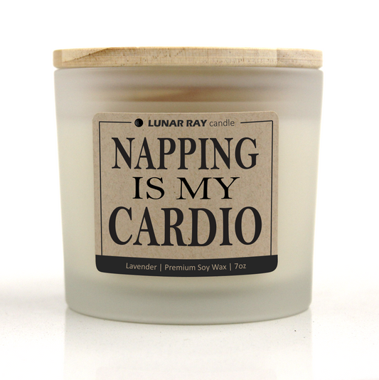 NAPPING IS MY CARDIO - Kraft Label, Lavender Scent, Frosted Jar, Candle