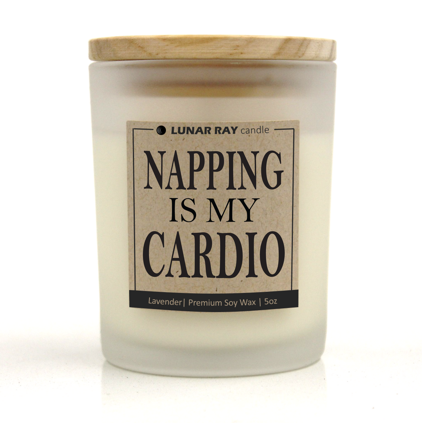 NAPPING IS MY CARDIO - Kraft Label, Lavender Scent, Frosted Jar, Candle
