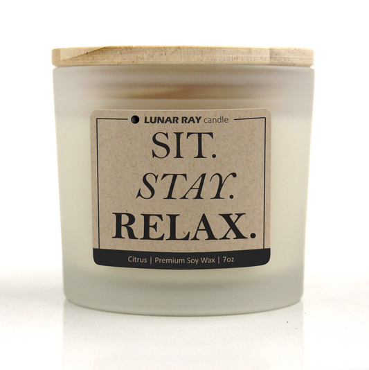 SIT. STAY. RELAX. - Kraft Label, Citrus Scent, Frosted Jar, Candle
