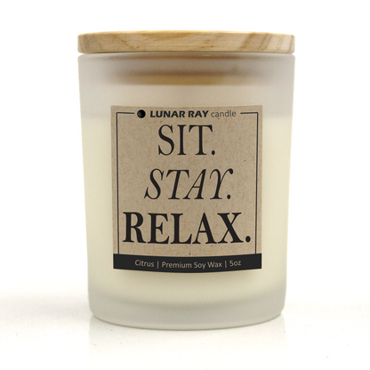 SIT. STAY. RELAX. - Kraft Label, Citrus Scent, Frosted Jar, Candle